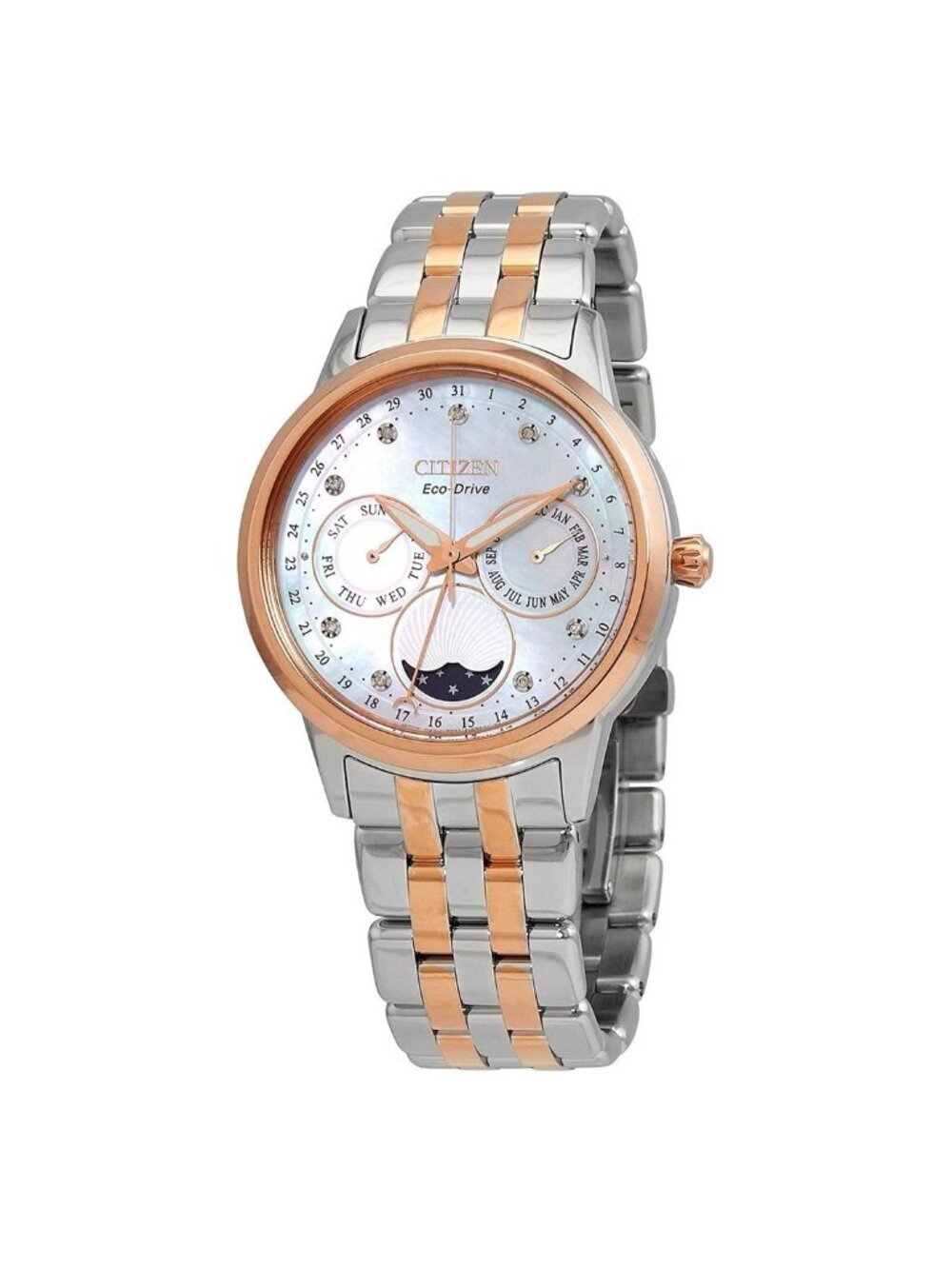 NWT Citizen Calendrier Chronograph Diamond Eco-Drive Ladies Watch